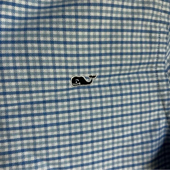 Vineyard Vines Whale Shirt 100% Cotton Blue Checkered Shirt - Picture 8 of 9